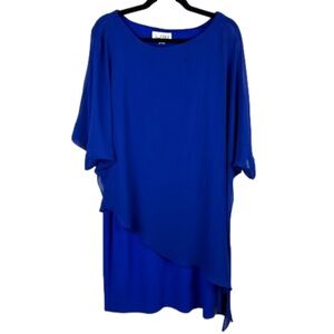 Joseph Ribkoff Chiffon Overlay Evening Sheer Dress Size 10 Royal Blue